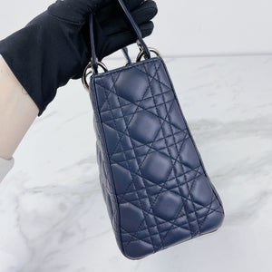 Lady Dior Medium Lambskin Navy Blue SHW