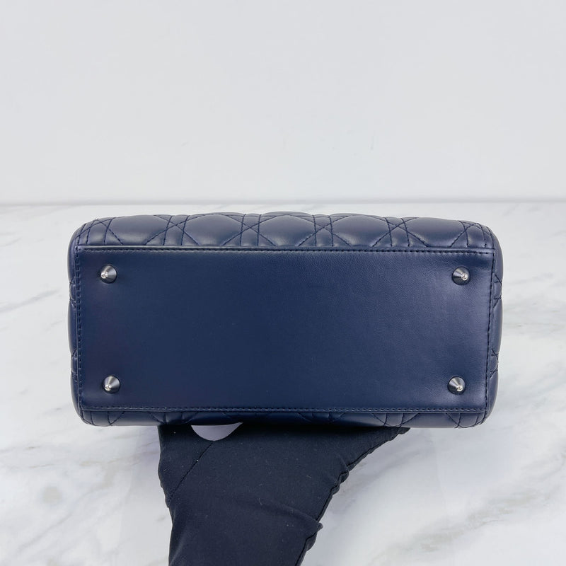 Lady Dior Medium Lambskin Navy Blue SHW