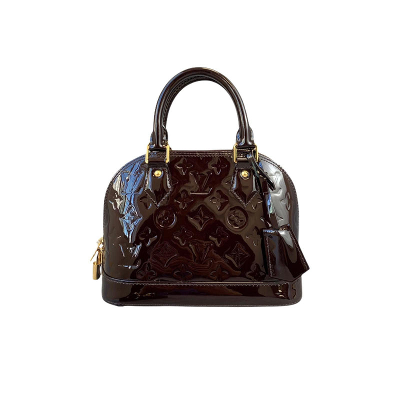 Louis Vuitton Alma Pm Patent Leather Handbag in Black