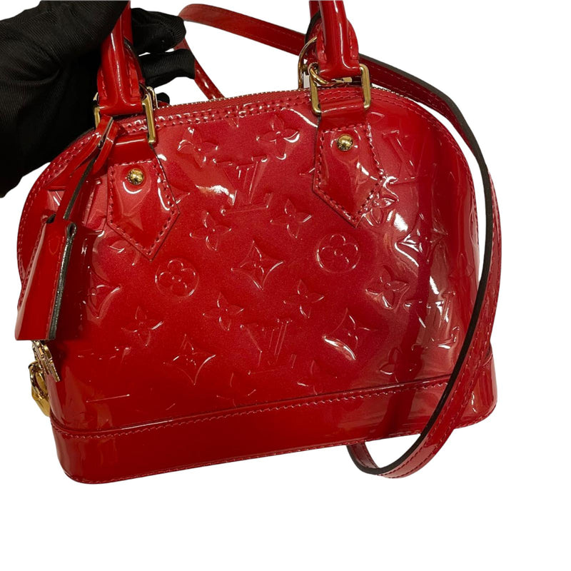 Louis Vuitton Alma Vernis Bb Rose Indien Red Patent Leather Shoulder Bag