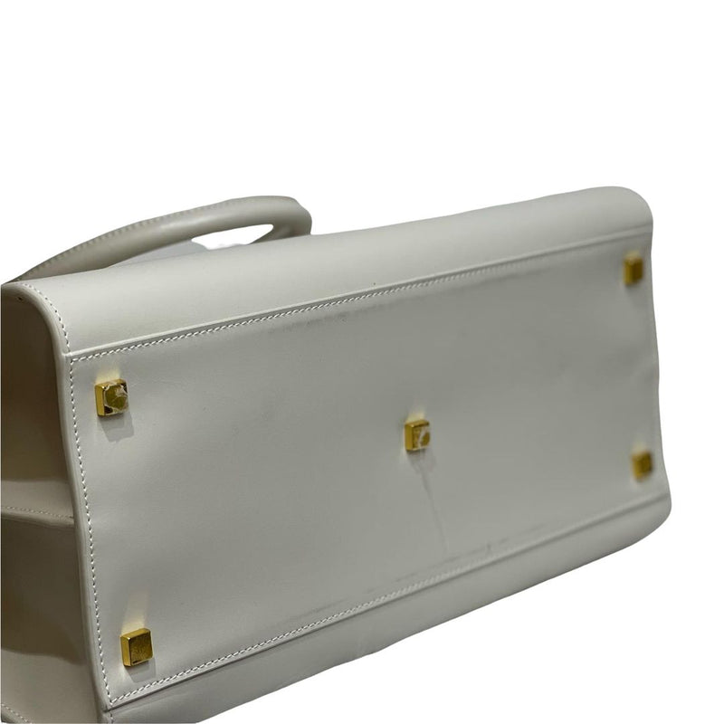 Uptown Tote Medium Leather White GHW