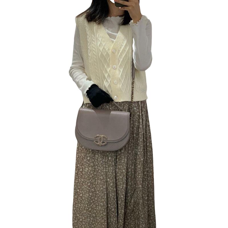 Coco Curve Flap Medium Lambskin Taupe GHW