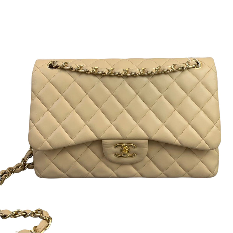 Classic Double Flap Jumbo Lambskin Beige GHW