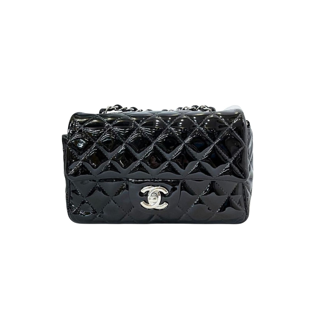 Classic Flap Mini Rectangle Patent Black SHW