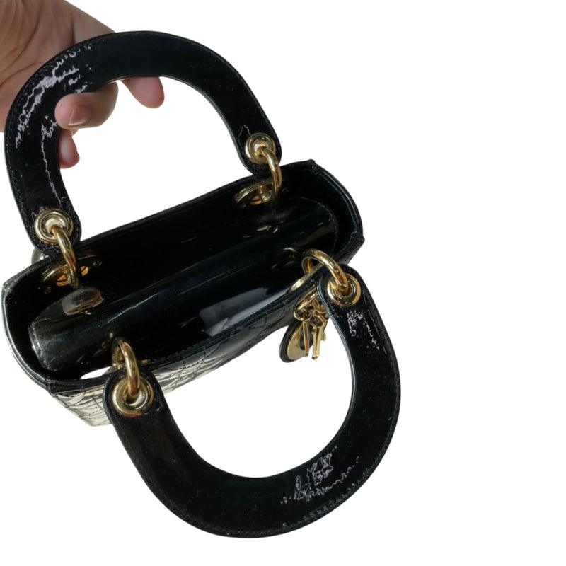 Lady Dior Mini Patent Dark Grey GHW