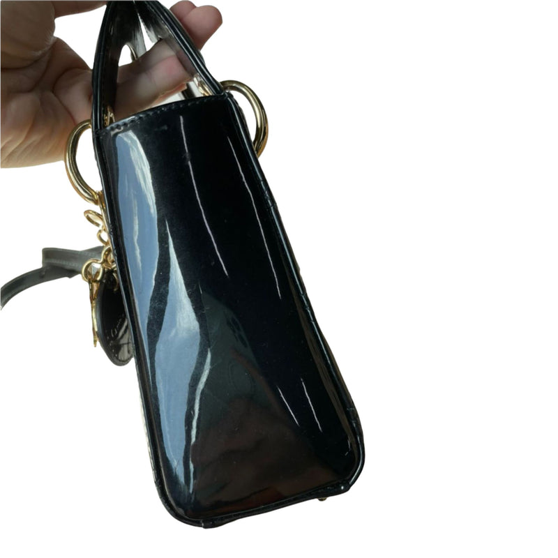 Lady Dior Mini Patent Dark Grey GHW