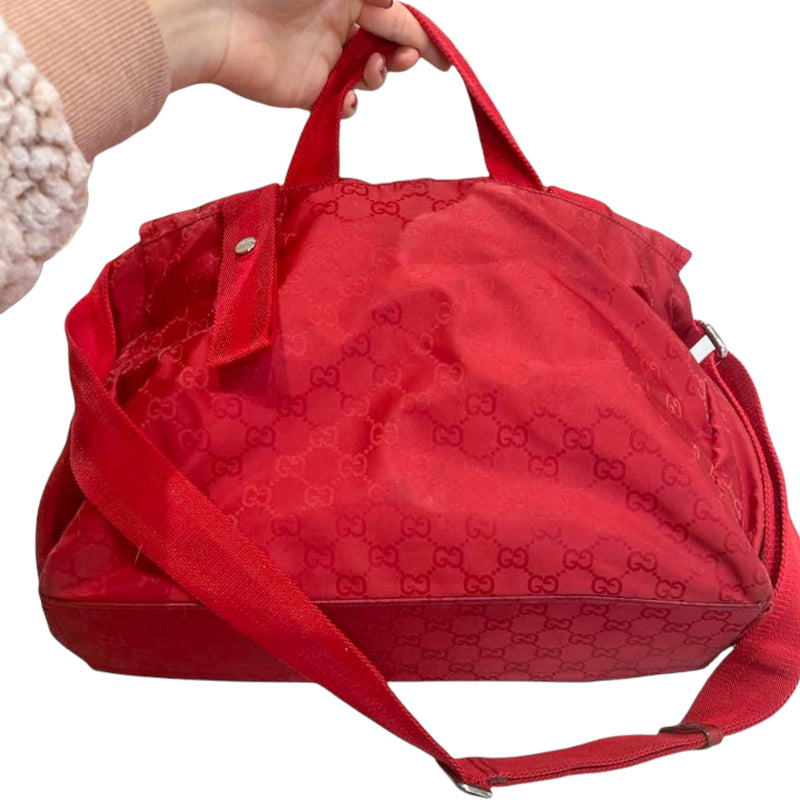 Nylon GG Guccissima Diaper Bag Red SHW