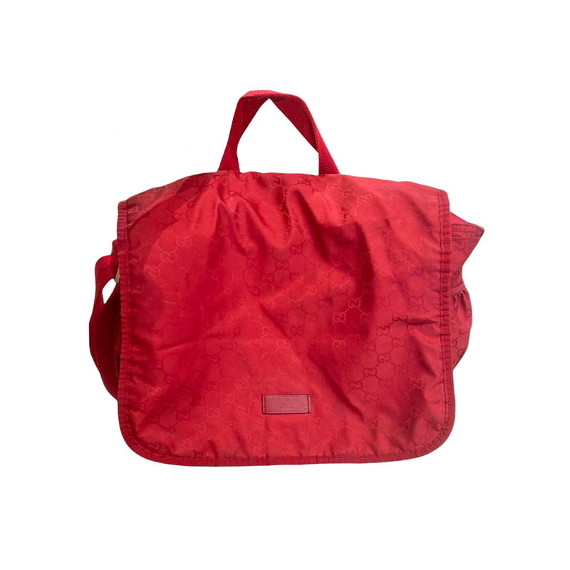 Nylon GG Guccissima Diaper Bag Red SHW