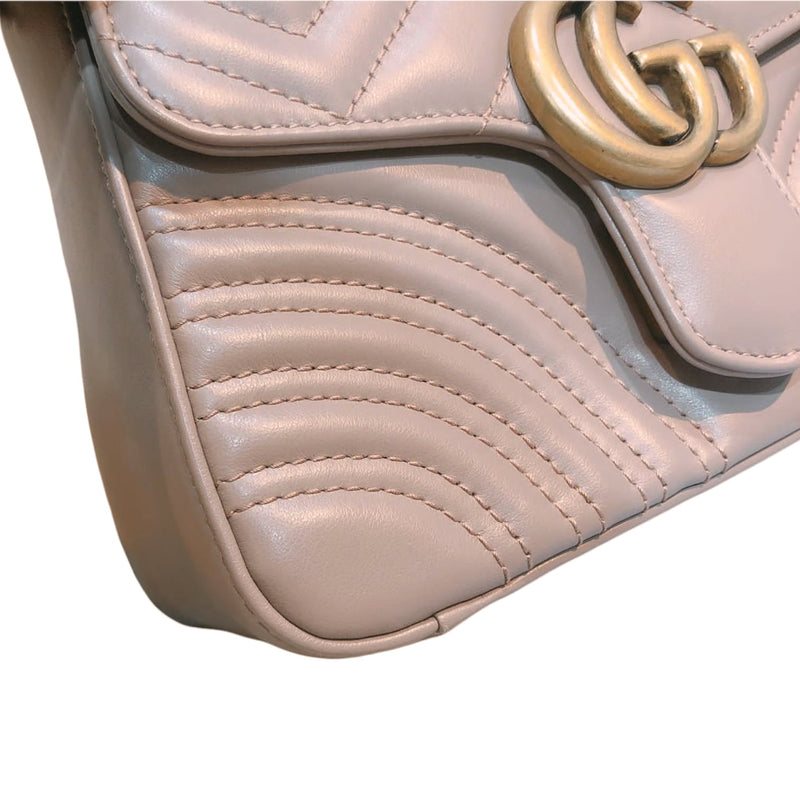 GG Marmont Top Handle Small Leather Beige GHW