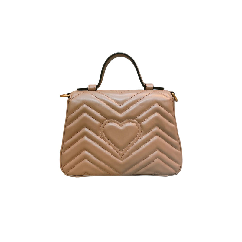 GG Marmont Top Handle Small Leather Beige GHW