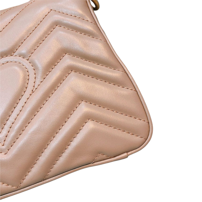 GG Marmont Top Handle Small Leather Beige GHW