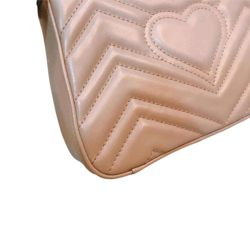 GG Marmont Top Handle Small Leather Beige GHW