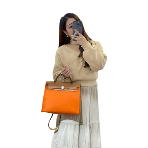 Herbag Zip 31 Orange Canvas and Tan Leather PHW