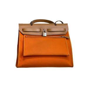 Herbag Zip 31 Orange Canvas and Tan Leather PHW