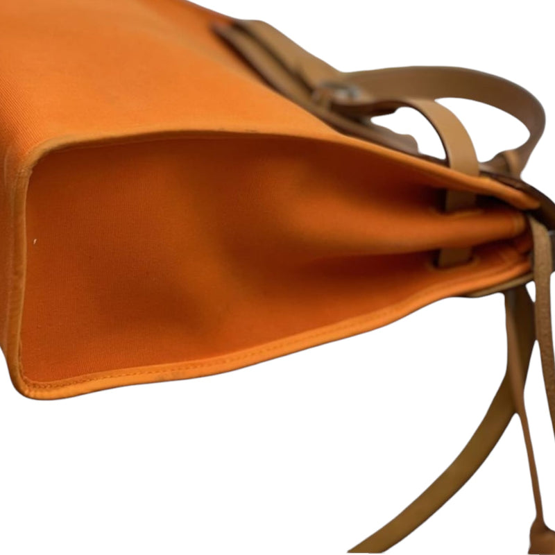 Hermes Herbag Bag Canvas Palladium Hardware In Orange