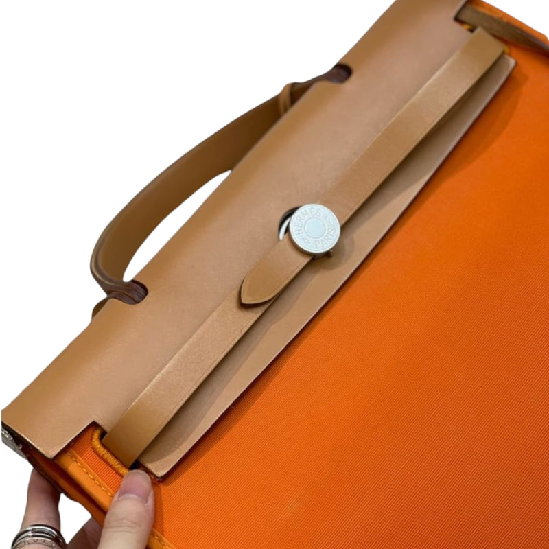 Herbag Zip 31 Orange Canvas and Tan Leather PHW