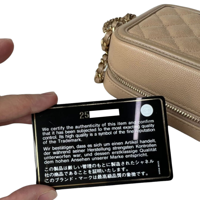 Small Filigree Vanity Case Caviar Beige GHW