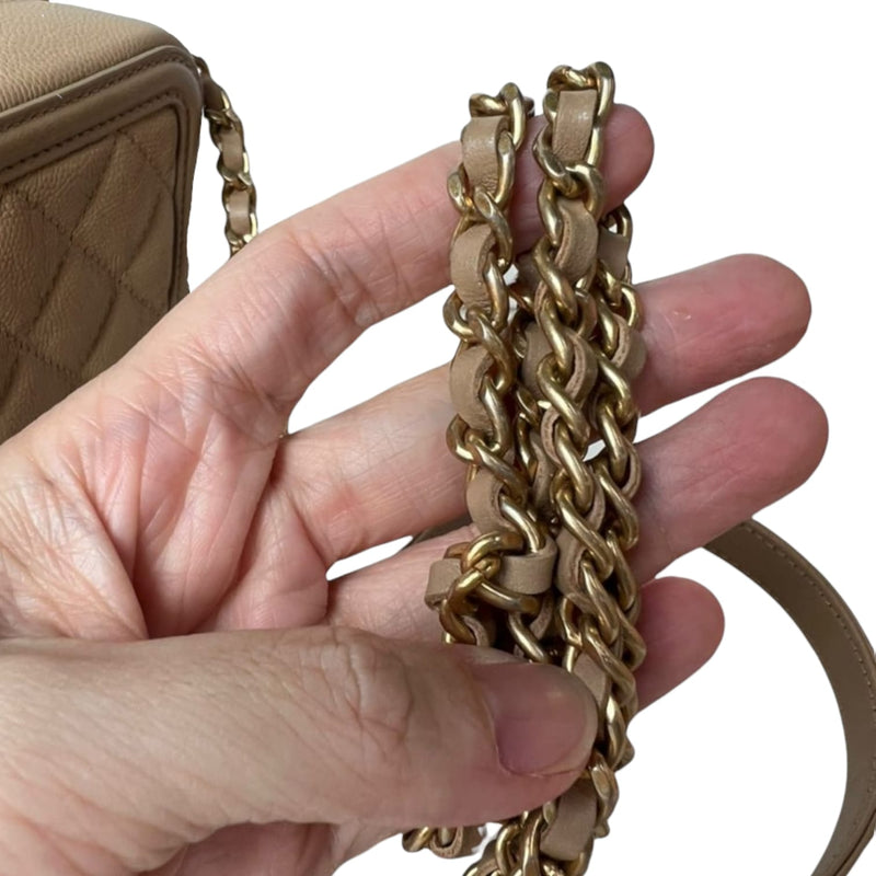 Small Filigree Vanity Case Caviar Beige GHW