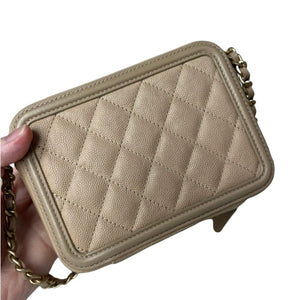 Small Filigree Vanity Case Caviar Beige GHW