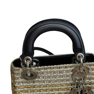 Mini Lady Dior Gold and Silver Braided Metallic Tweed SHW
