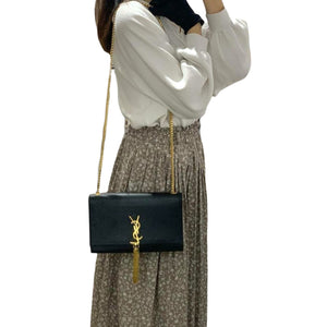 Medium Monogram Kate Tassel Black GHW