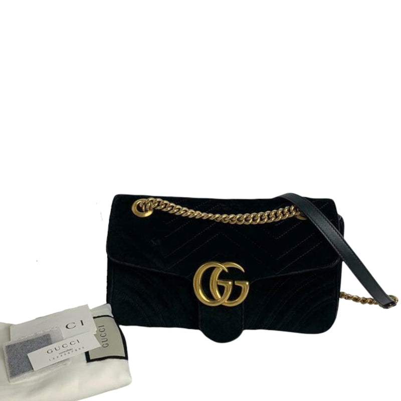 Gucci Small GG Marmont Matelasse Velvet Blue GHW Bag Religion