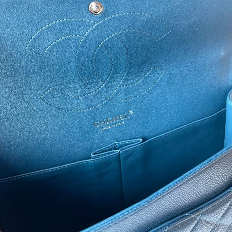 Classic Flap Jumbo Caviar Blue SHW