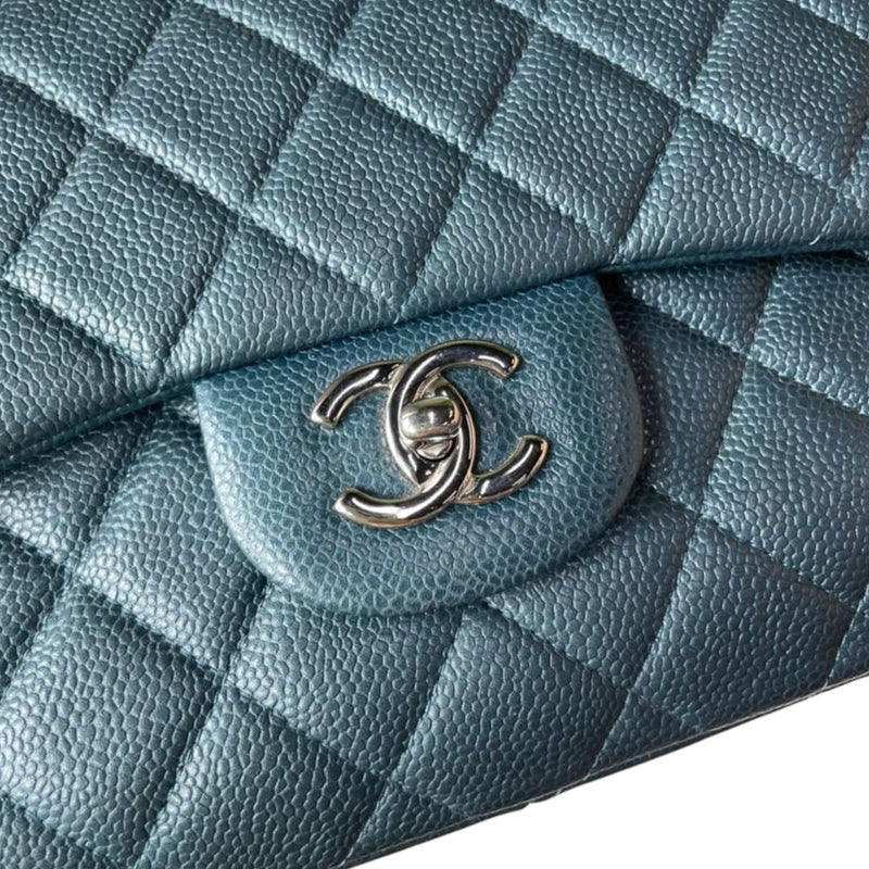 Classic Flap Jumbo Caviar Blue SHW