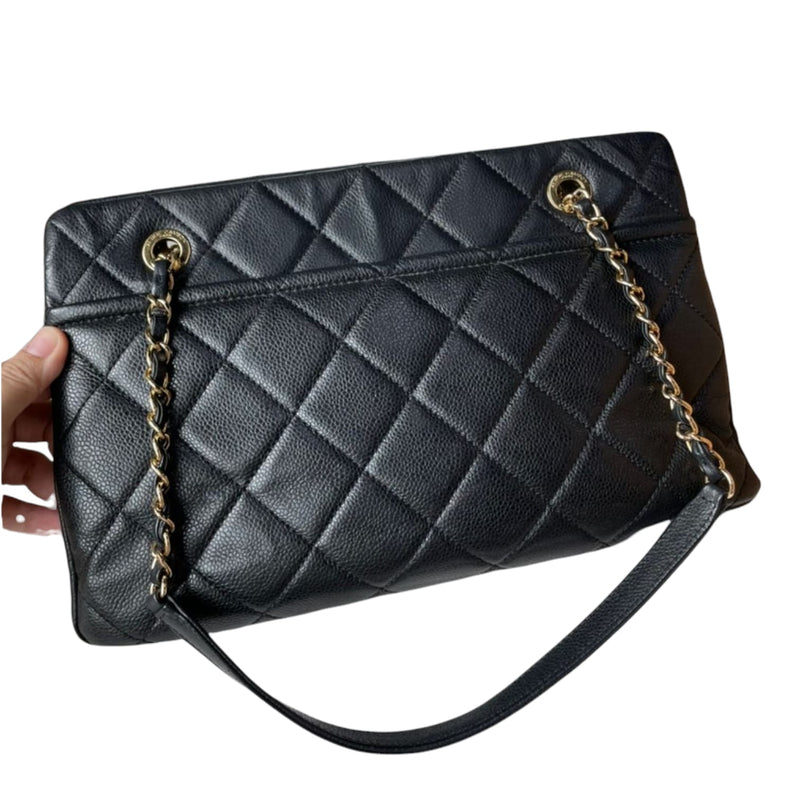 CC Timeless Quilted Caviar Shopping Black GHW