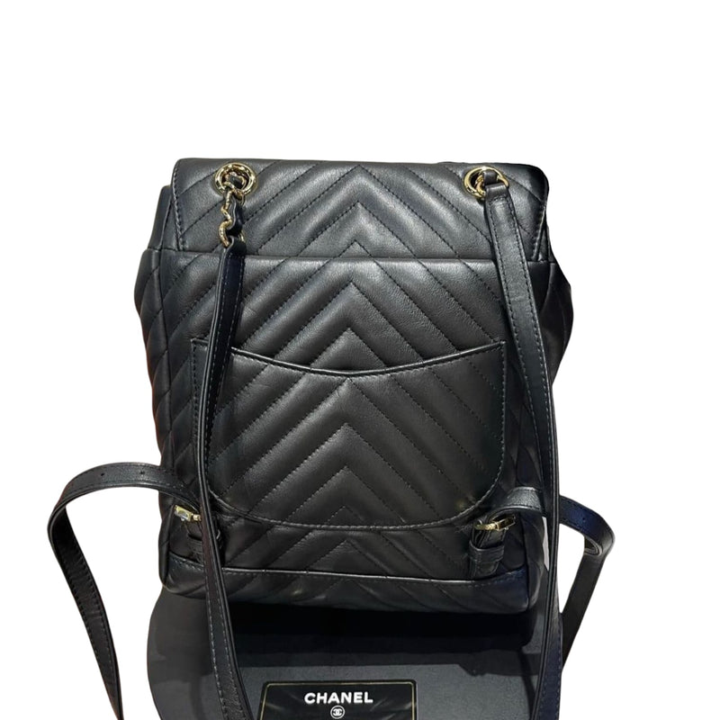 chanel black leather chevron backpack Chanel Small Chevron Urban Spirit Black GHW – Bag Religion