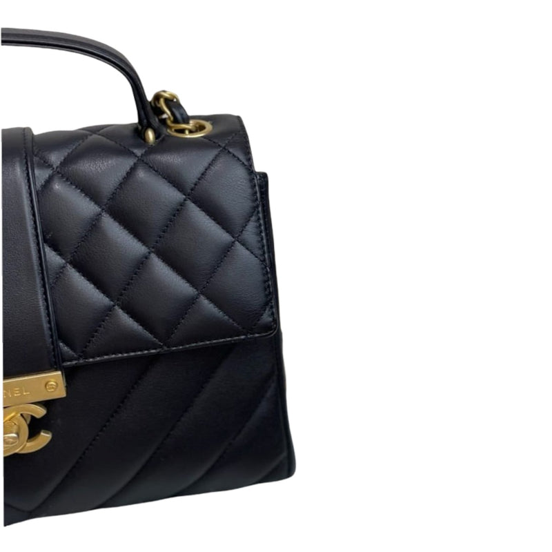 Gold Class CC Top Handle Quilted Calfskin Black GHW
