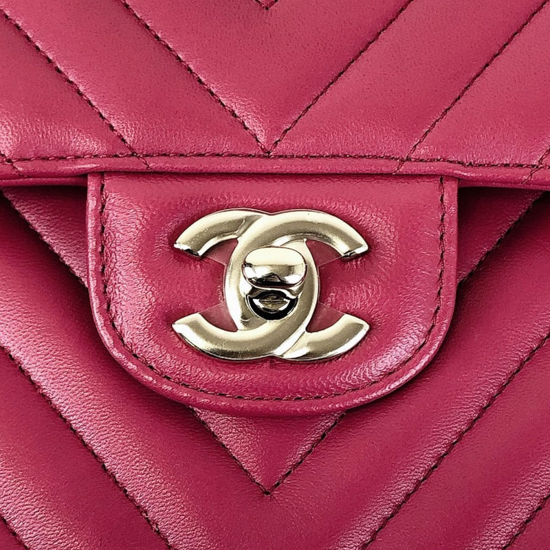 Super Chanel Timeless Bag in Lambskin with Asymmetrical Chevron Pink