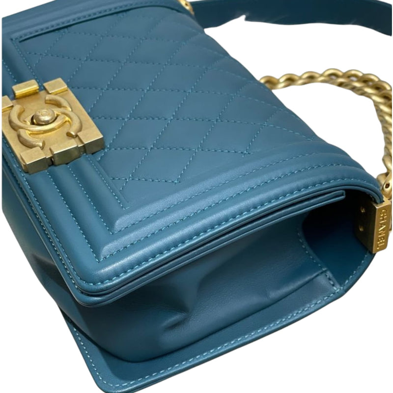 Small Boy Bag Lambskin Blue GHW