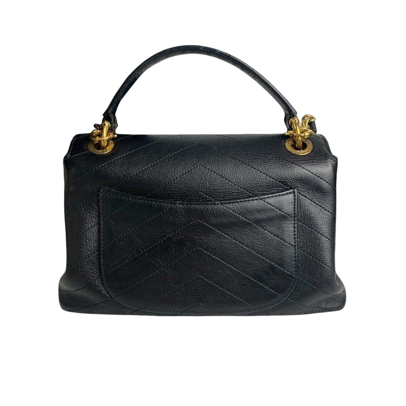 Small Chevron Chic Top Handle Black GHW
