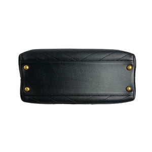 Small Chevron Chic Top Handle Black GHW