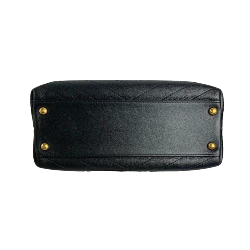 Small Chevron Chic Top Handle Black GHW