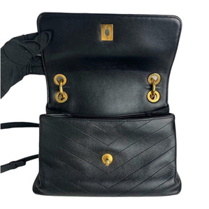 Small Chevron Chic Top Handle Black GHW