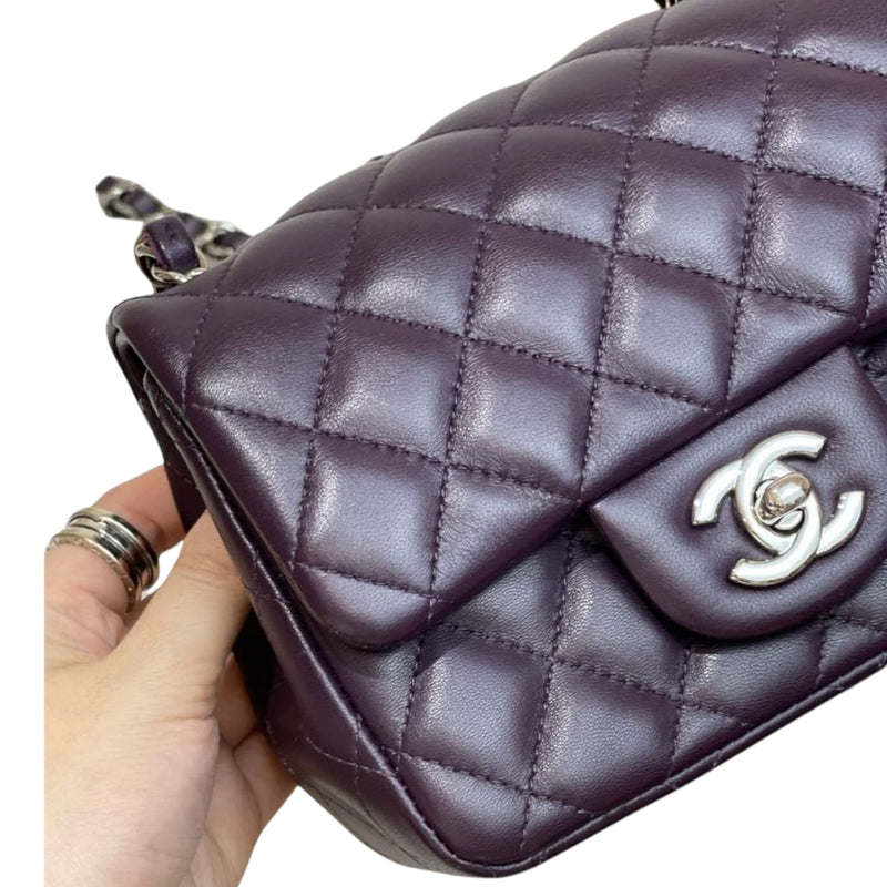 Chanel Dark Beige Quilted Caviar Leather Classic Square Mini Flap Bag GHW