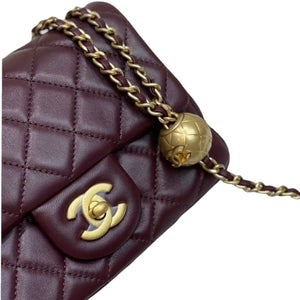 Mini Flap CC Pearl Crush Lambskin Quilted Bordeaux GHW