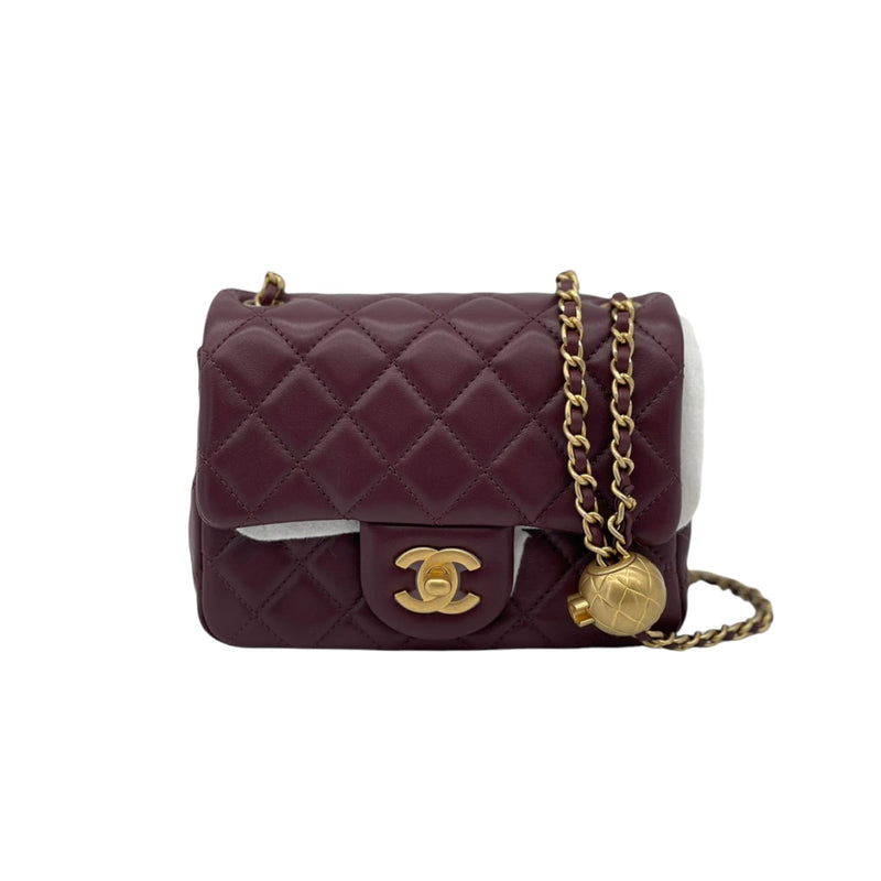 CHANEL Lambskin Quilted CC Pearl Crush Mini Flap Black 916505