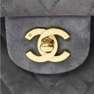 Medium Vintage Classic Flap Chevron Suede Grey GHW