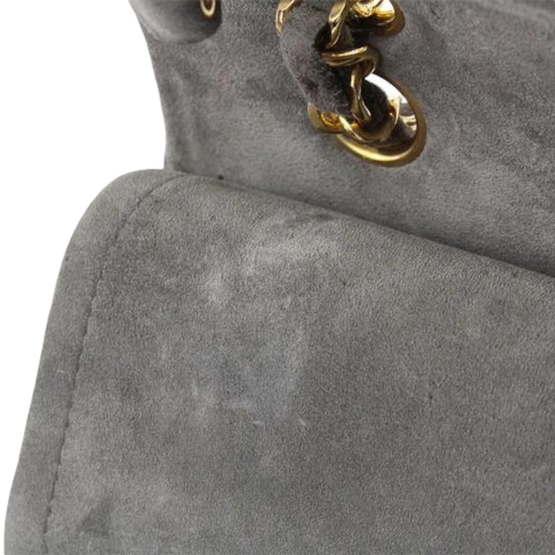 Chanel - Vintage Suede Medium Flap Bag Chain CC Turnlock Crossbody