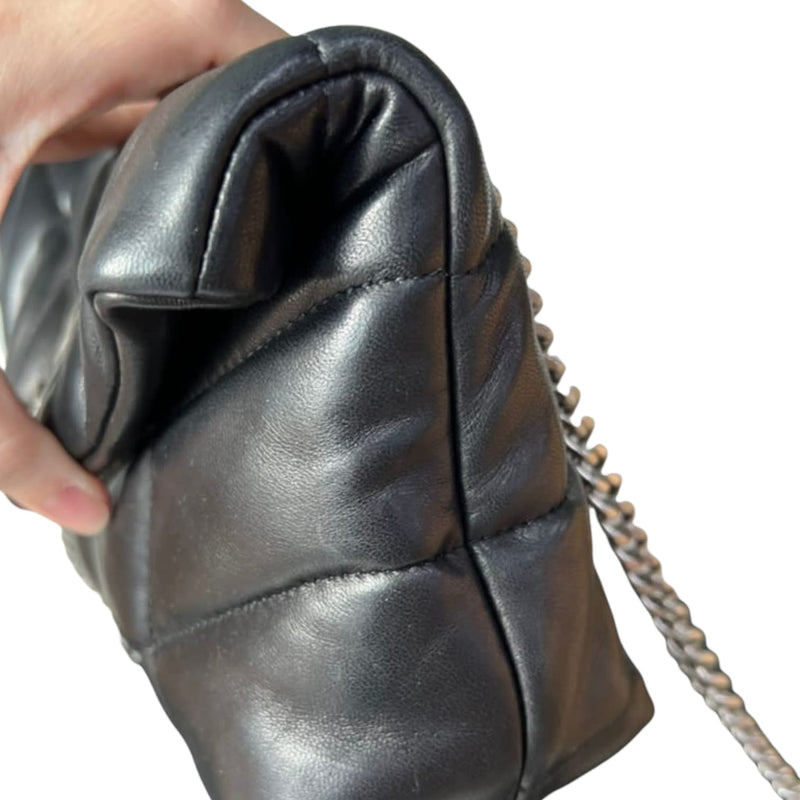 Mini Puffer Bag in Quilted Lambskin Noir SHW