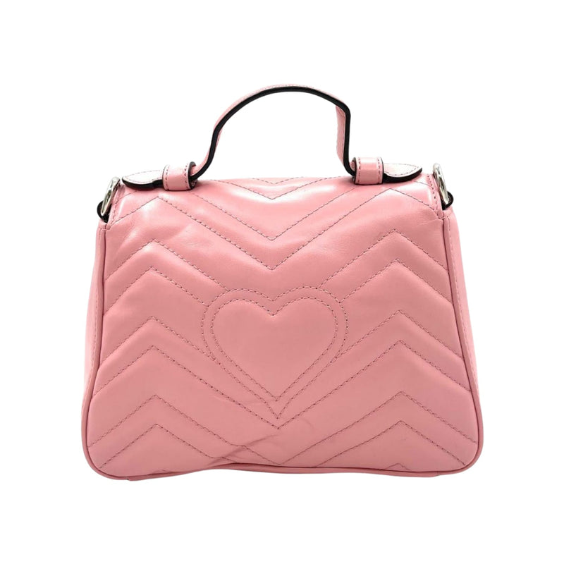 Mini GG Marmont Matelasse Chevron Top Handle Pink SHW