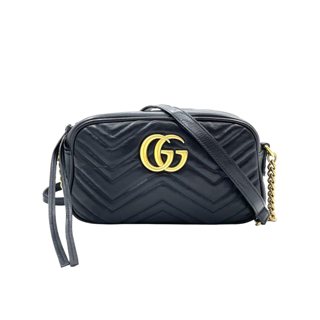Small Marmont Leather Camera Black GHW