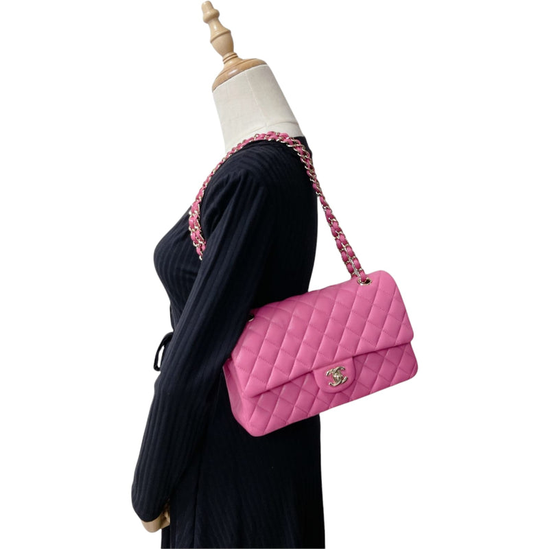 Medium Classic Double Flap Caviar Pink GHW