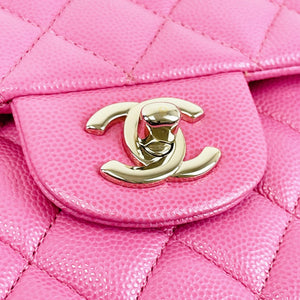 Medium Classic Double Flap Caviar Pink GHW