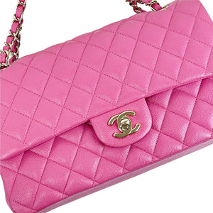 Medium Classic Double Flap Caviar Pink GHW