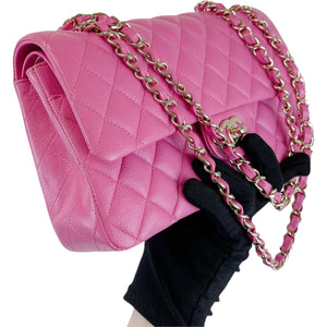 Medium Classic Double Flap Caviar Pink GHW