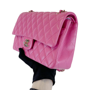 Medium Classic Double Flap Caviar Pink GHW